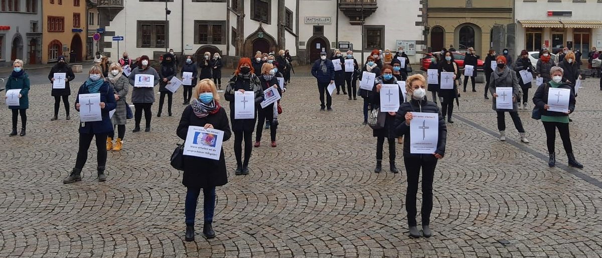 Mahnwache Friseure und Kosmetiker in Saalfeld