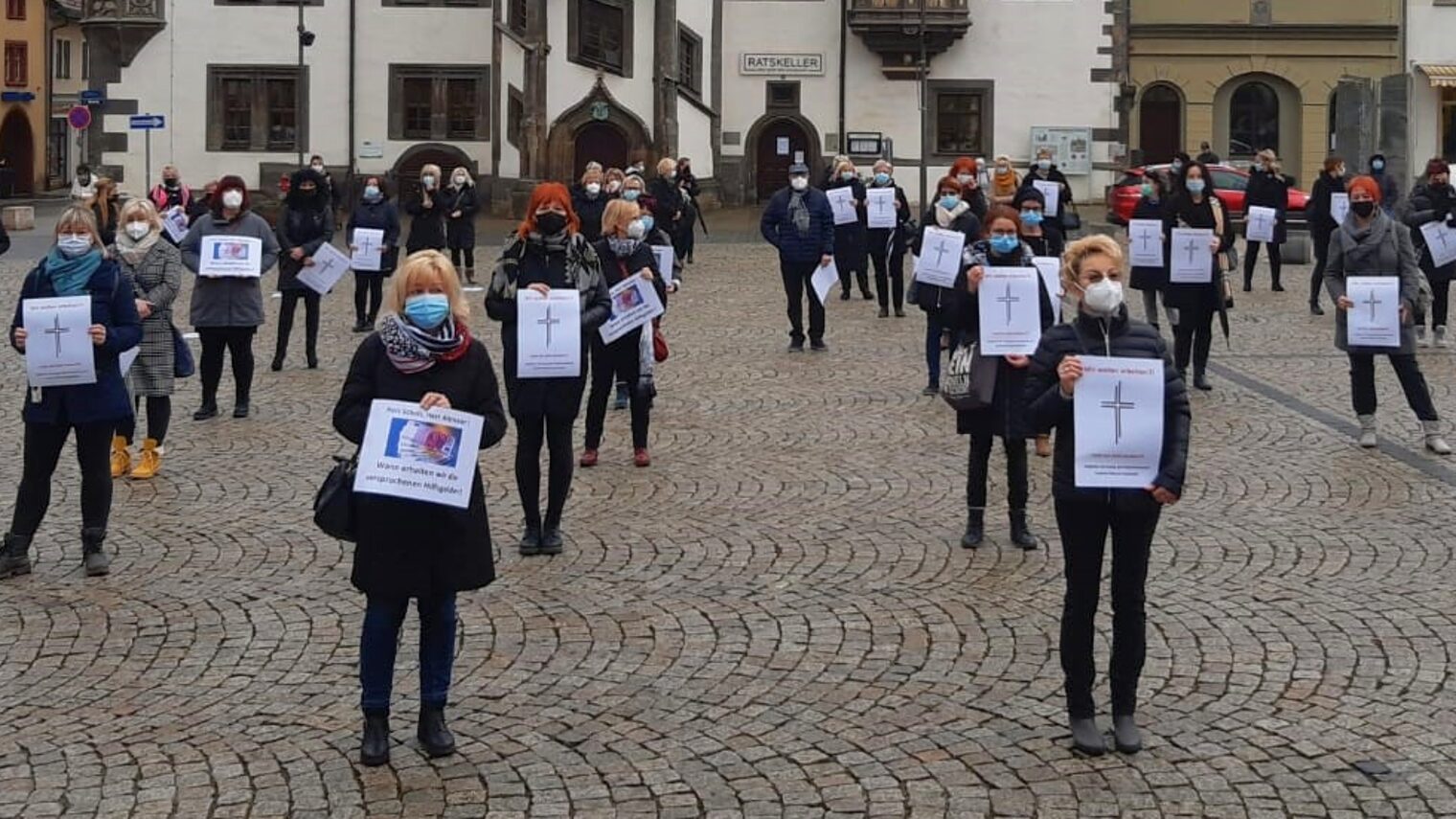 Mahnwache Friseure und Kosmetiker in Saalfeld